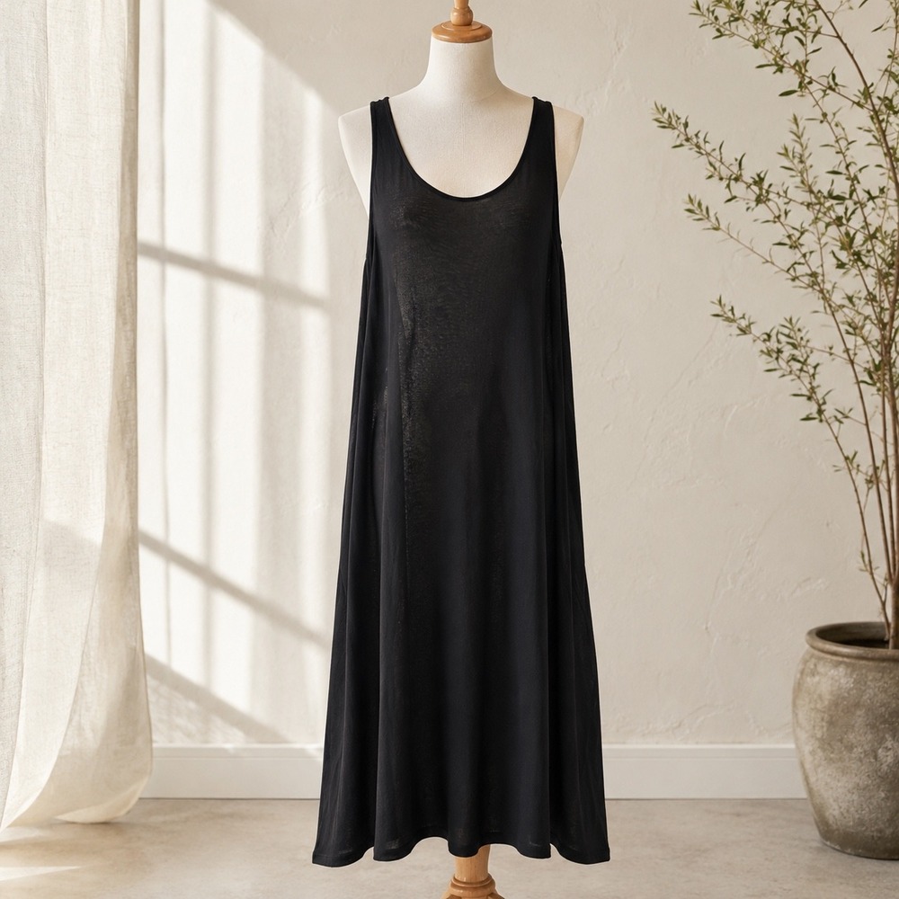 COS Black Maxi Dress M Sleeveless Minimalist Lagenlook Relaxed A Line Autumn